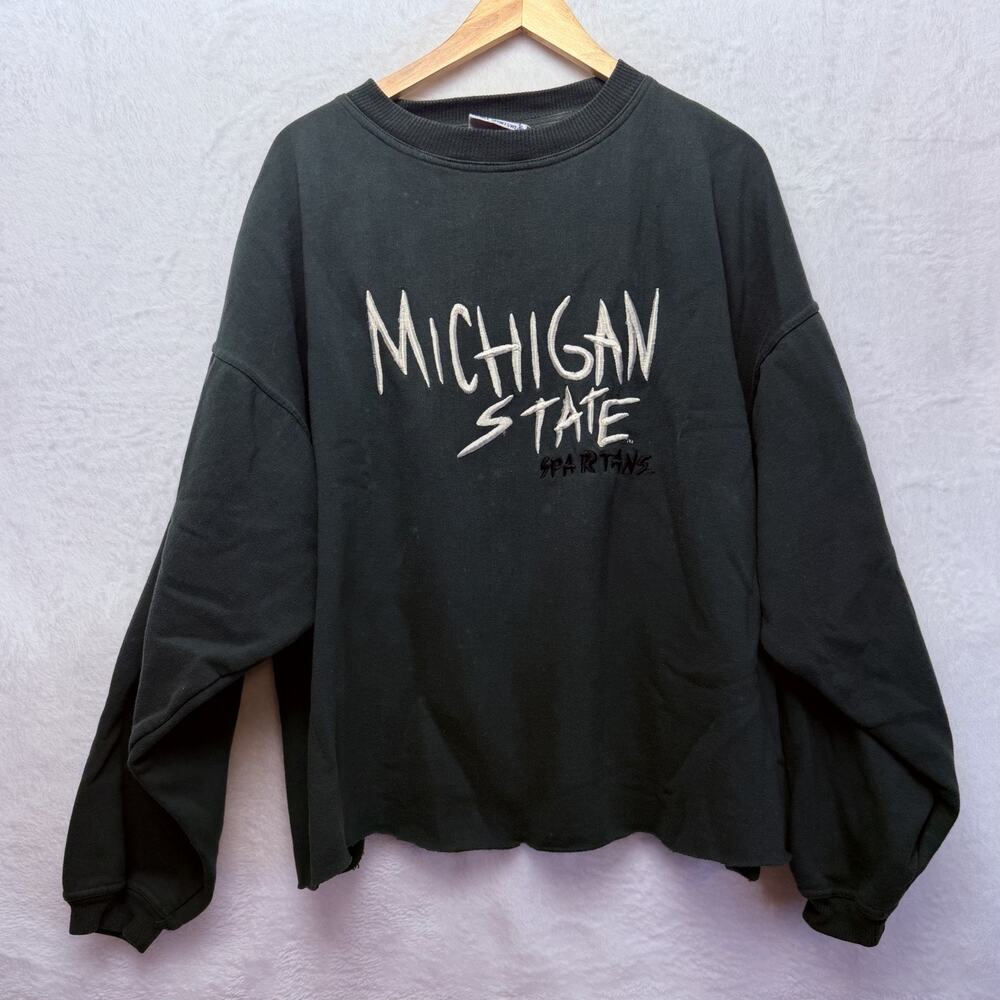 Vintage Michigan State Spartans Embroidered Sweatshirt Size‎ XL Bottom Trimmed